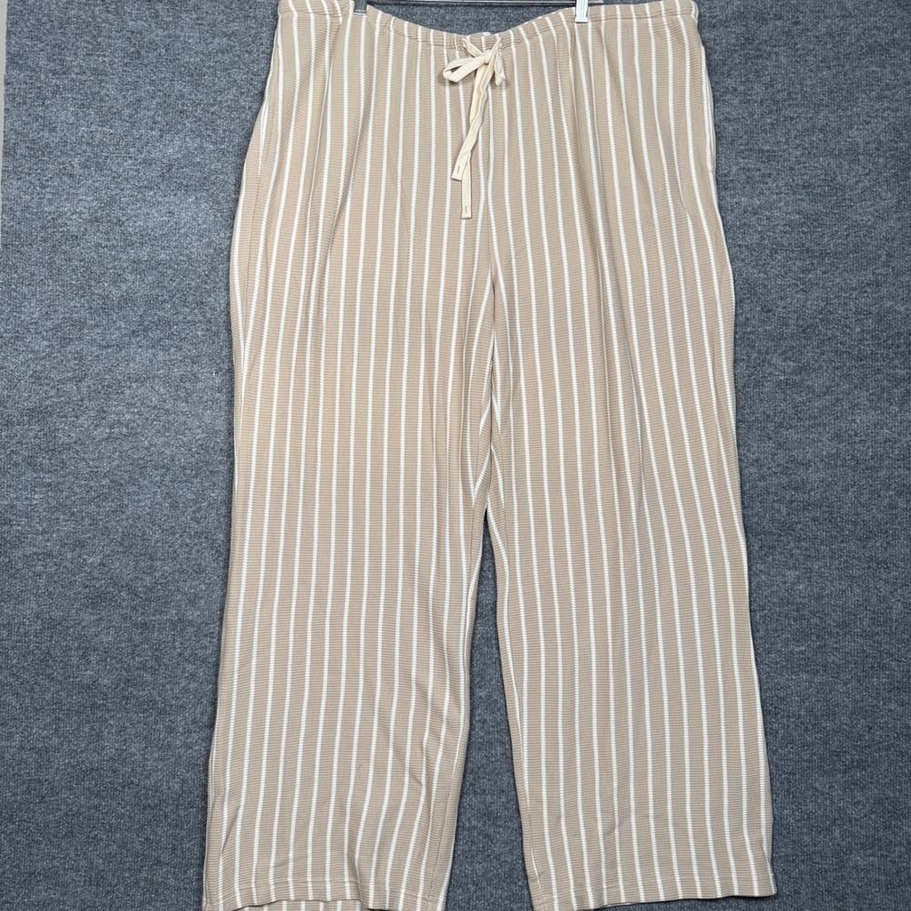 Peace Love World Plus 2X Top and Pant Set Neutral Stripe Waffle Honeycomb Knit - Picture 11 of 16